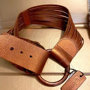 Linea Pelle Shredded Leather Copper Ring Belt